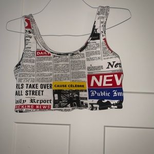 Newspaper print crop top